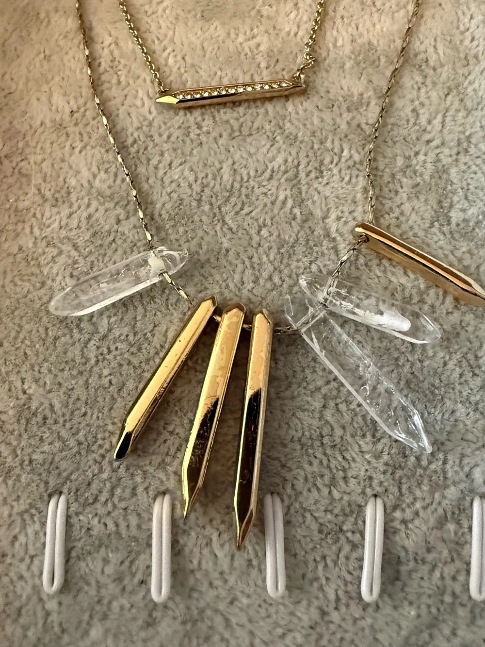 Delicate Gold Layered Bar Necklace by Stella and Dot with Crystal Accents
